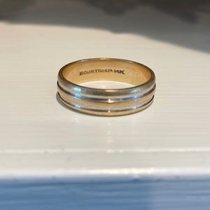 14k Gold Men’s Ring Wedding Band White and Yellow Gold